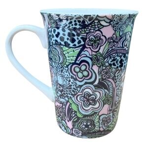 Lilly Pultizer‎ Lead a Colorful Life Tall Coffee Mug Colorful Floral 4.5 x 3.25